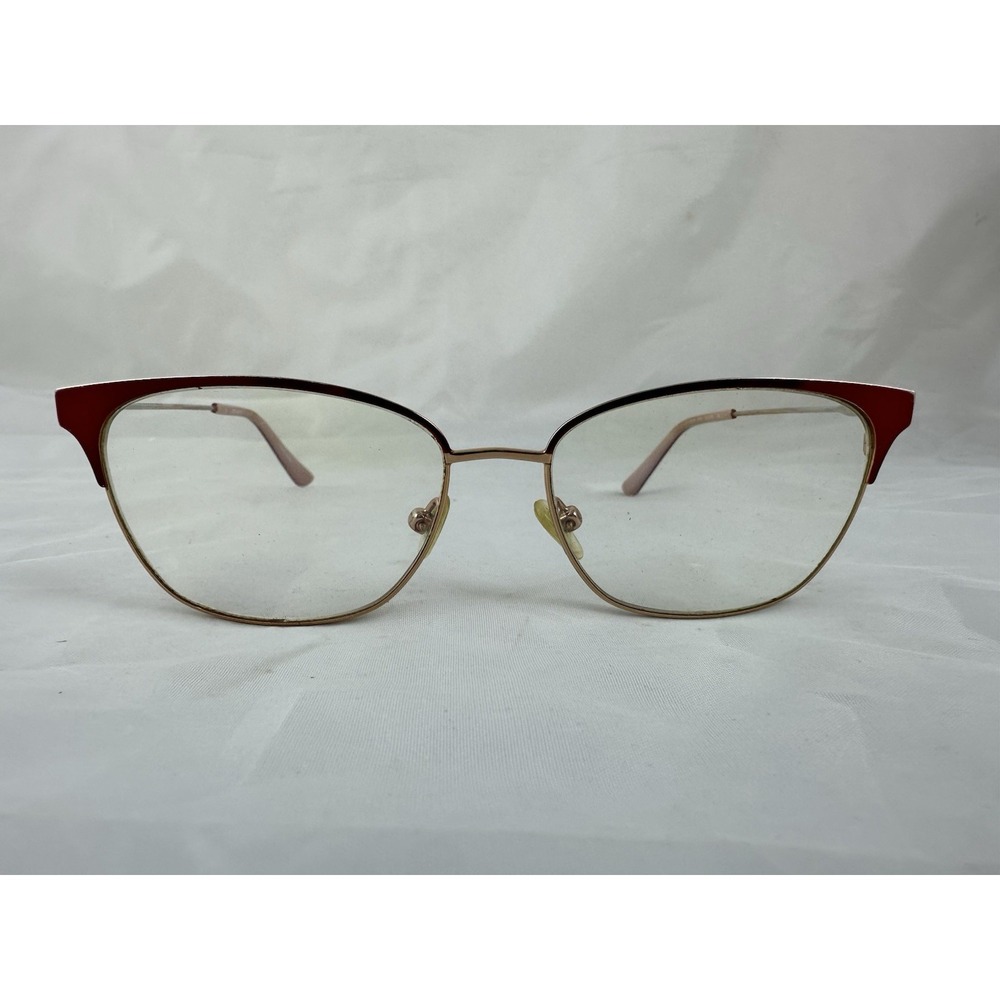 Calvin Klein Eyeglasses Frames Red Cat Eye Rose Gold Tone 52-15-135 CK18108 600